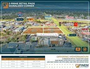 3 Retail Pads | Signalized Corner | 35,800 VPD