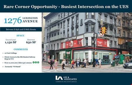 Retail space for Rent at 1276 Lexington Avenue in New York