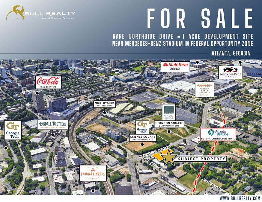Rare northside drive 1 acre development site near mercedes benz stadium in federal 