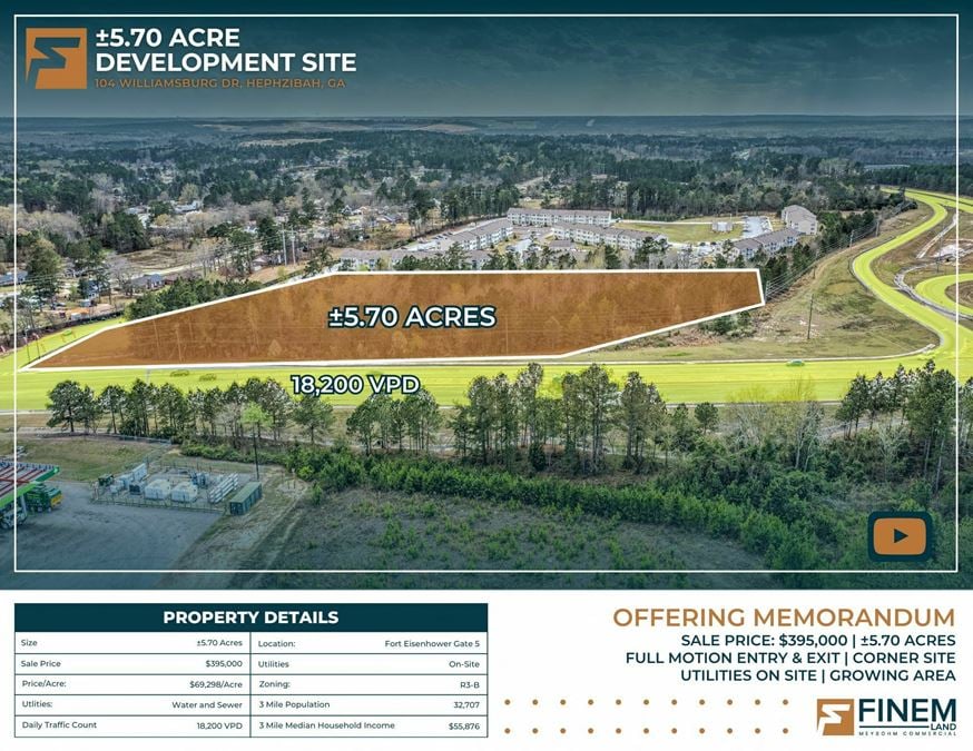 5.7 AC Dev. Land | Gate 5, Fort Gordon