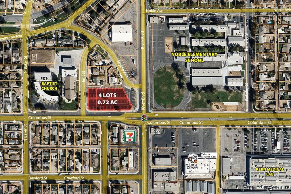 Commercial Land Parcels Available for Lease or Sale at 812 E. Columbus St in Bakersfield, CA