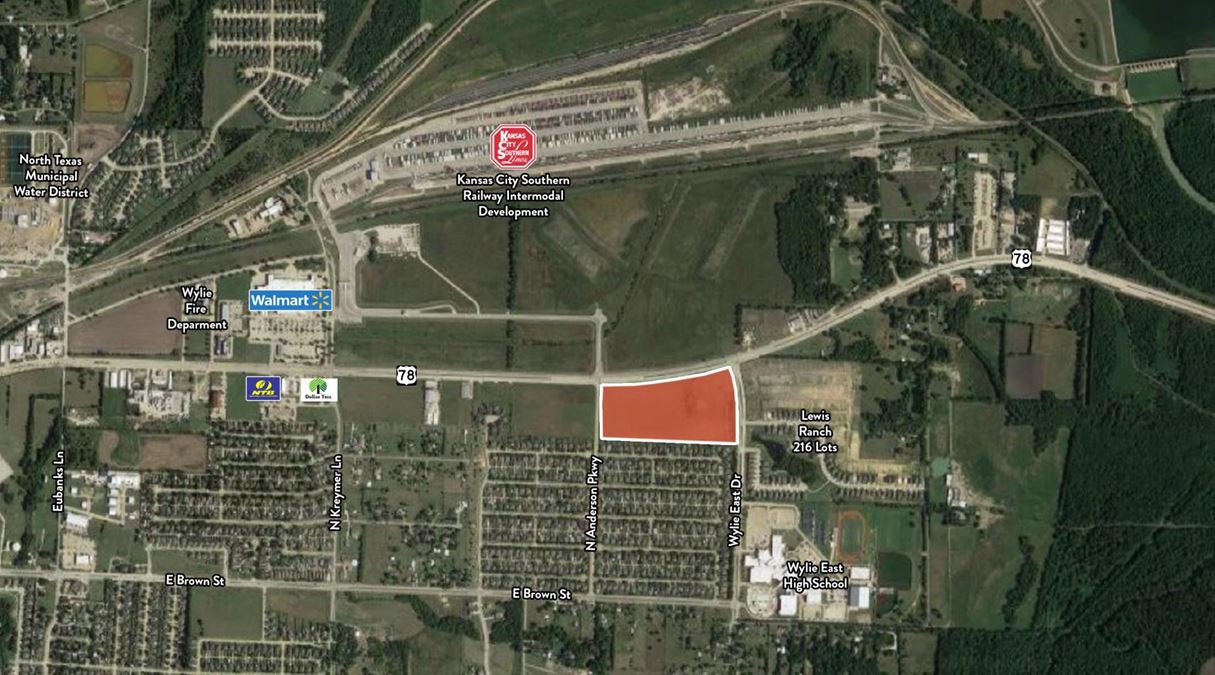 22.12 Acres of Commercial Land in Wylie, TX Highway 78 between Wylie