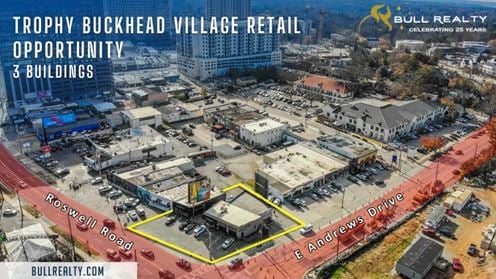 Trophy Buckhead Village Retail Opportunity | 3 Buildings | Traffic Lit Corner | ± 0.3 Acres