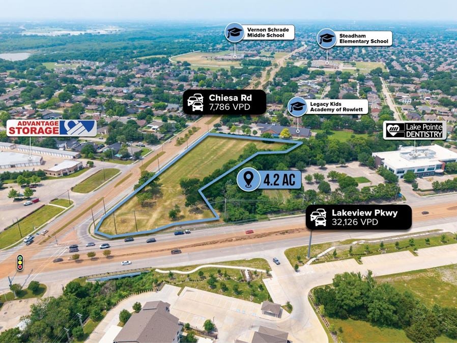 Signalized Hard Corner 4.22 Acre Parcel | 39K VPD Traffic Count | C-2 Zoning | Dallas MSA
