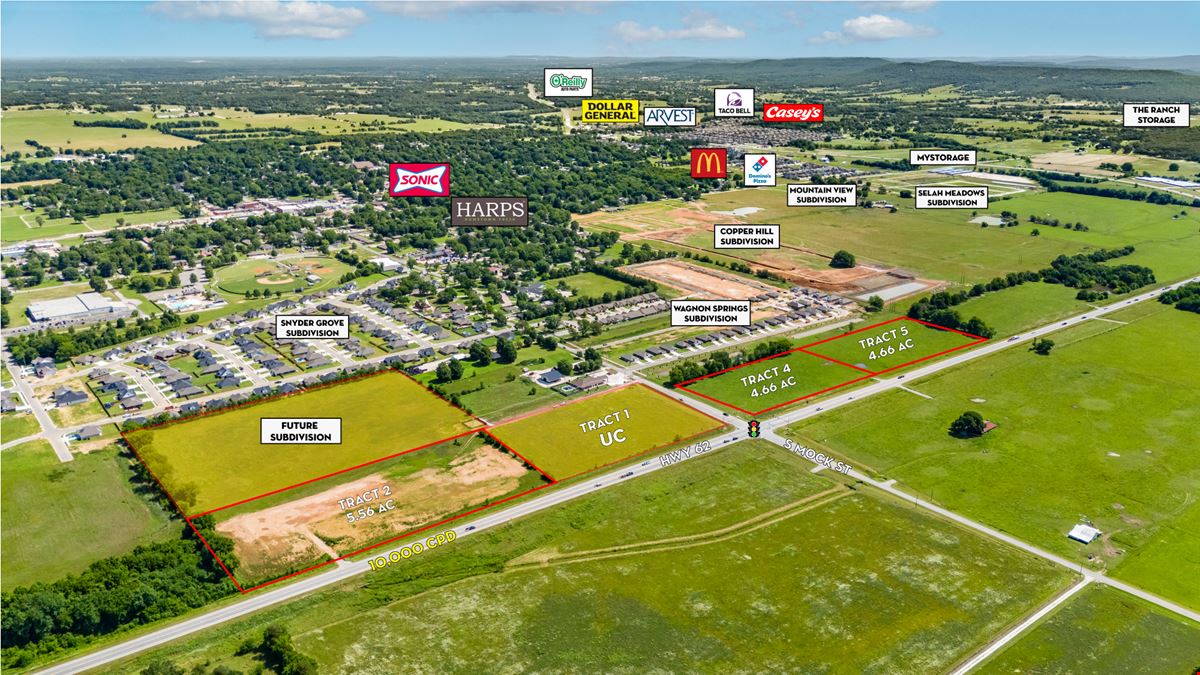 19.91 AC Tracts 1-5 Hwy 62 & S Mock St - Prairie Grove