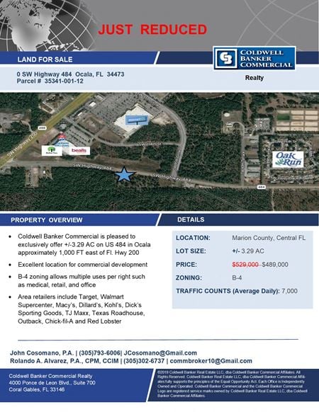 VacantLand space for Sale at SW Highway 484 in Ocala
