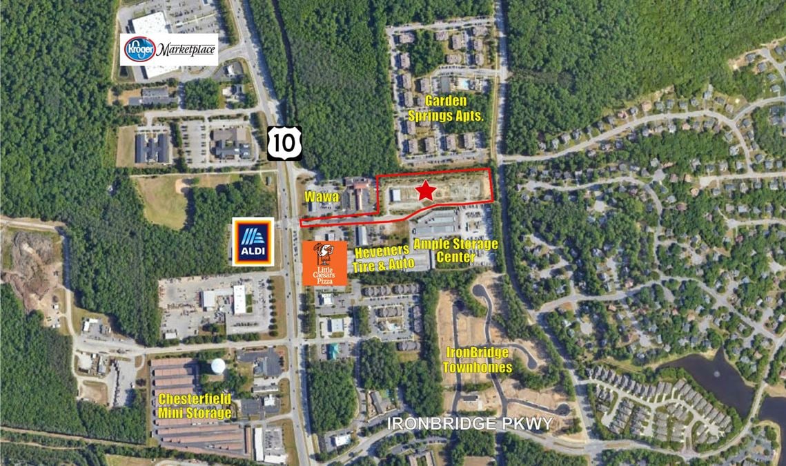 6 Acres of Shovel-Ready Development Land with Flexible Zoning in Chester, VA.