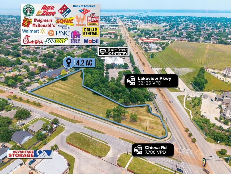 Signalized Hard Corner 4.22 Acre Parcel | 39K VPD Traffic Count | C-2 Zoning | Dallas MSA