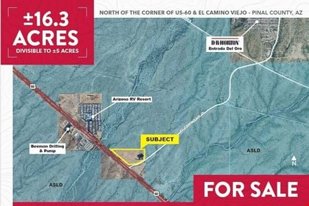 VacantLand space for Sale at NORTH OF THE CORNER OF US-60 & EL CAMINO VIEJO - PINAL COUNTY, AZ in El Camino Viejo