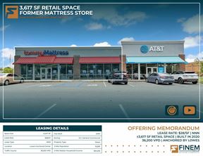 3,617 SF Retail Space | Anchored by Lowes | 36.2K VPD