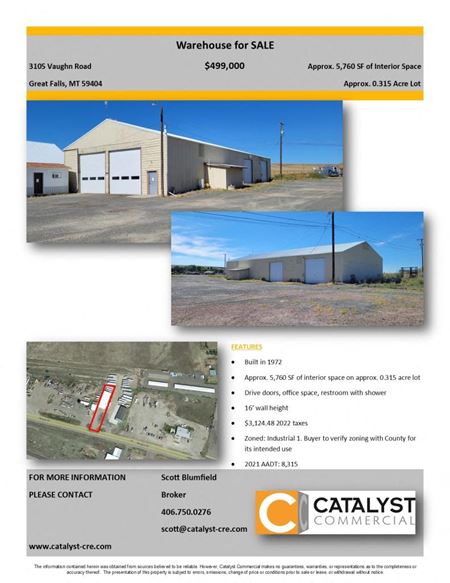 Photo of commercial space at 3105 Vaughn Rd in Great Falls