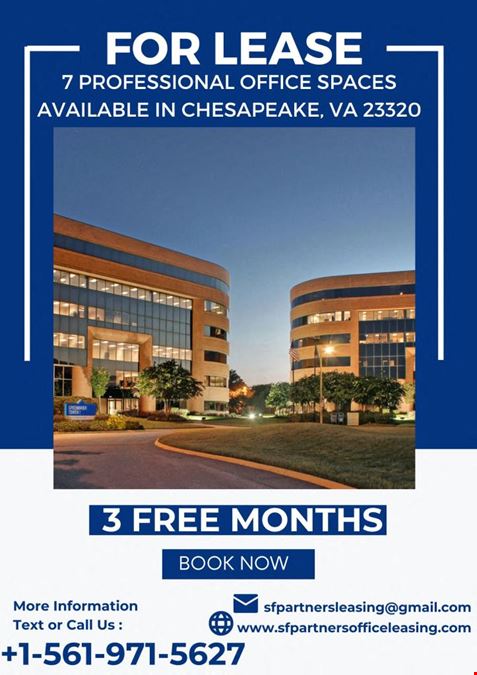 5 Professional Office Space Available in Chesapeake, Virginia 23320
