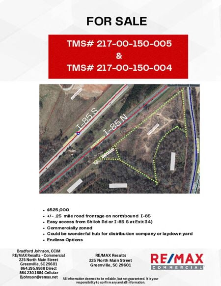 VacantLand space for Sale at  Interstate 85 at Hwy 29 in Piedmont