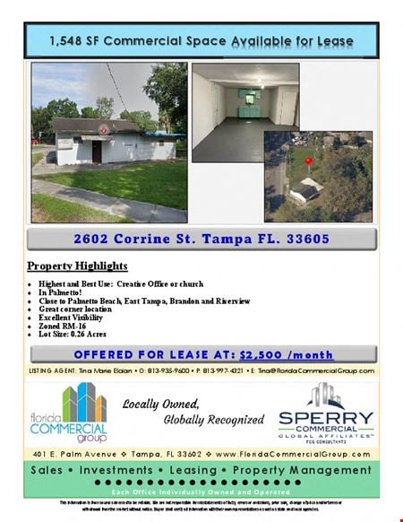 Office space for Rent at 2602 Corrine St. in Tampa