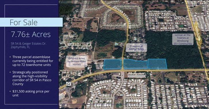 7.76± Acres | SR 54 &  Geiger Estates Dr. | Entitled for up to 72 Townhome Units