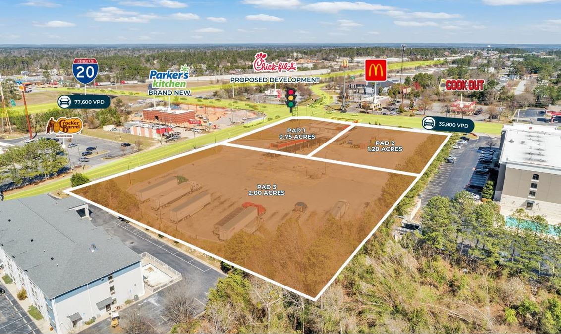 3 Retail Pads | Signalized Corner | 35,800 VPD