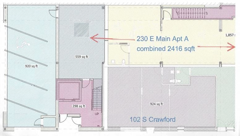 230, 232 E. Main Street, 102 and 106 S. Crawford
