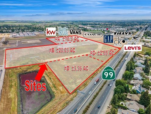 4 Commercial Retail Parcels Available Off HWY-99 in Tulare, CA
