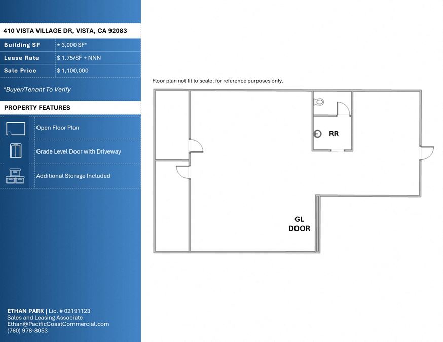 ± 3,000 SF Owner-User Flex for SALE or LEASE in Vista Village