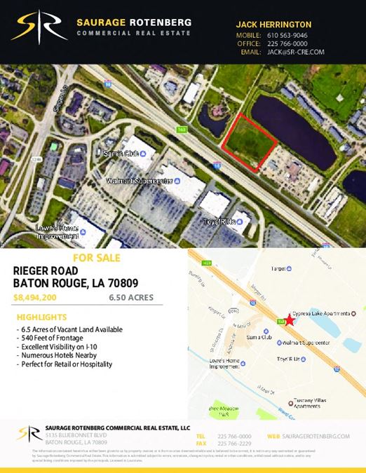 Rieger Rd. 6.5 Acres in Baton Rouge
