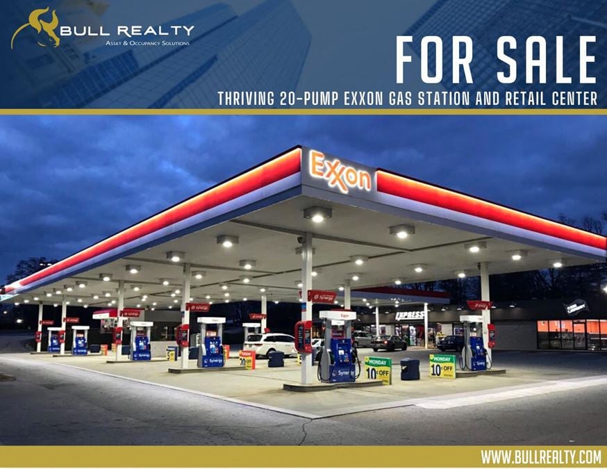 Thriving 20-Pump Exxon Gas Station and Retail Center | 5 Suites | ± 8,000 SF