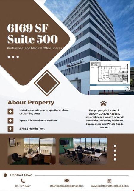 3,000 SF - 6,169 SF Suite 500 Professional and Medical Office Space - Denver