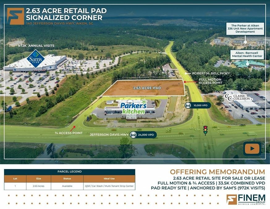 2.63 Acres | Signalized Corner | 33.5K Combined VPD