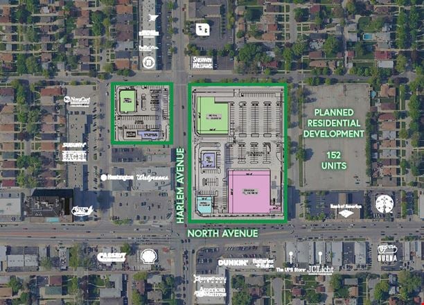 Retail space for Rent at 1601 N Harlem Avenue (Chicago) & SWC Harlem Avenue & Wabansia Avenue (Elmwood Park) in Chicago