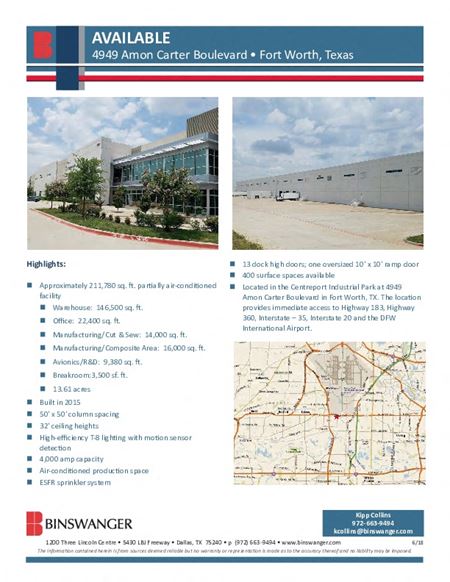 Industrial Manufacturing Building Available - Fort Worth