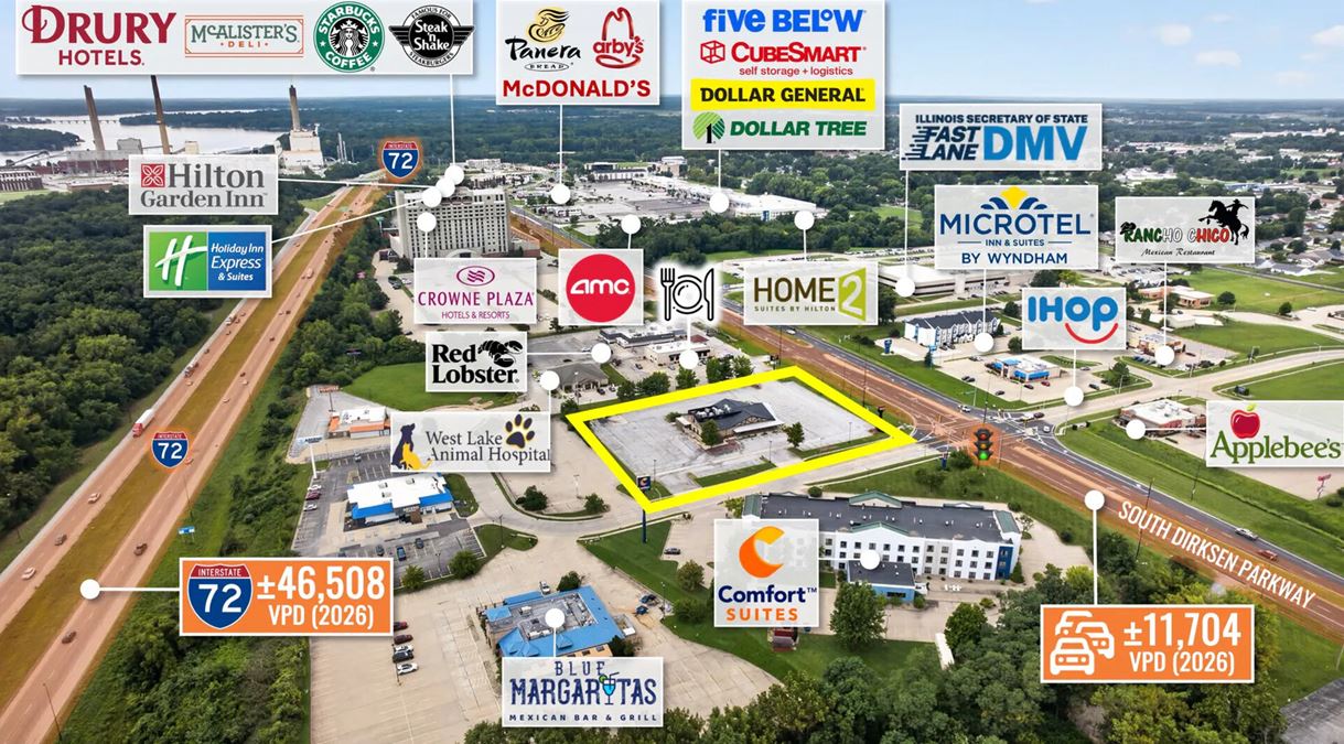 REIT Sale | Former Smokey Bones BBQ | Access to I-55/I-72 & 1,300 Hotel Rooms