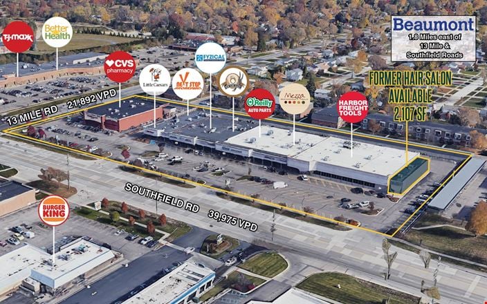 Retail space for Rent at 30598-30860 Southfield Road in Southfield